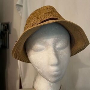 C.C Exclusives Women's Brown Straw Sun Hat with Suede Band beach resort vacation